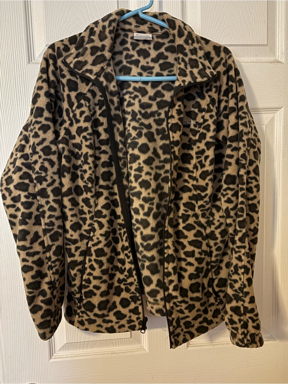 Columbia Leopard Print Teddy Fleece Jacket - Taupe & Black